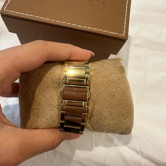 Michael Kors Gold-Tone Watch with Crystal Bezel